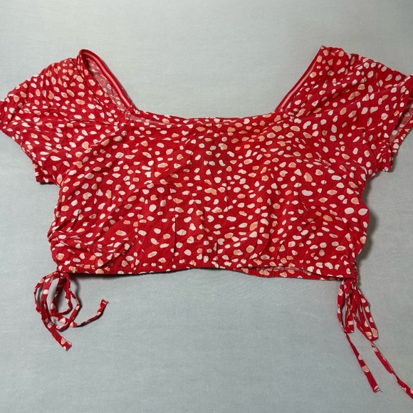 Roxy Red and White Patterned Crop Top - Picture 5 of 6